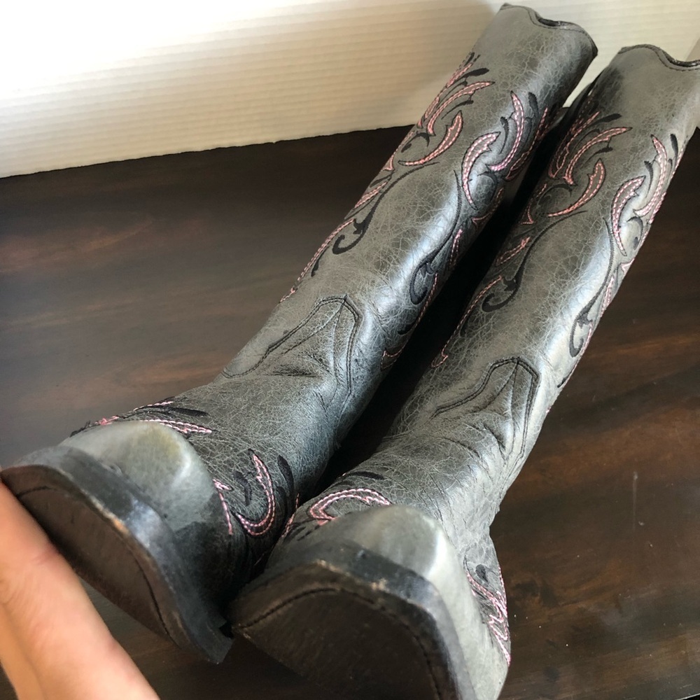 Circle G By Corral Women's Grey / Black / Pink Embroidery Boots Size 9 - Picture 9 of 9